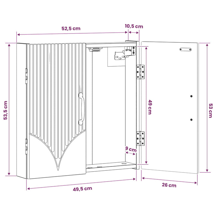 Dartboard Skab HOORN Røget eg 52,5 x 10,5 x 53,5 cm