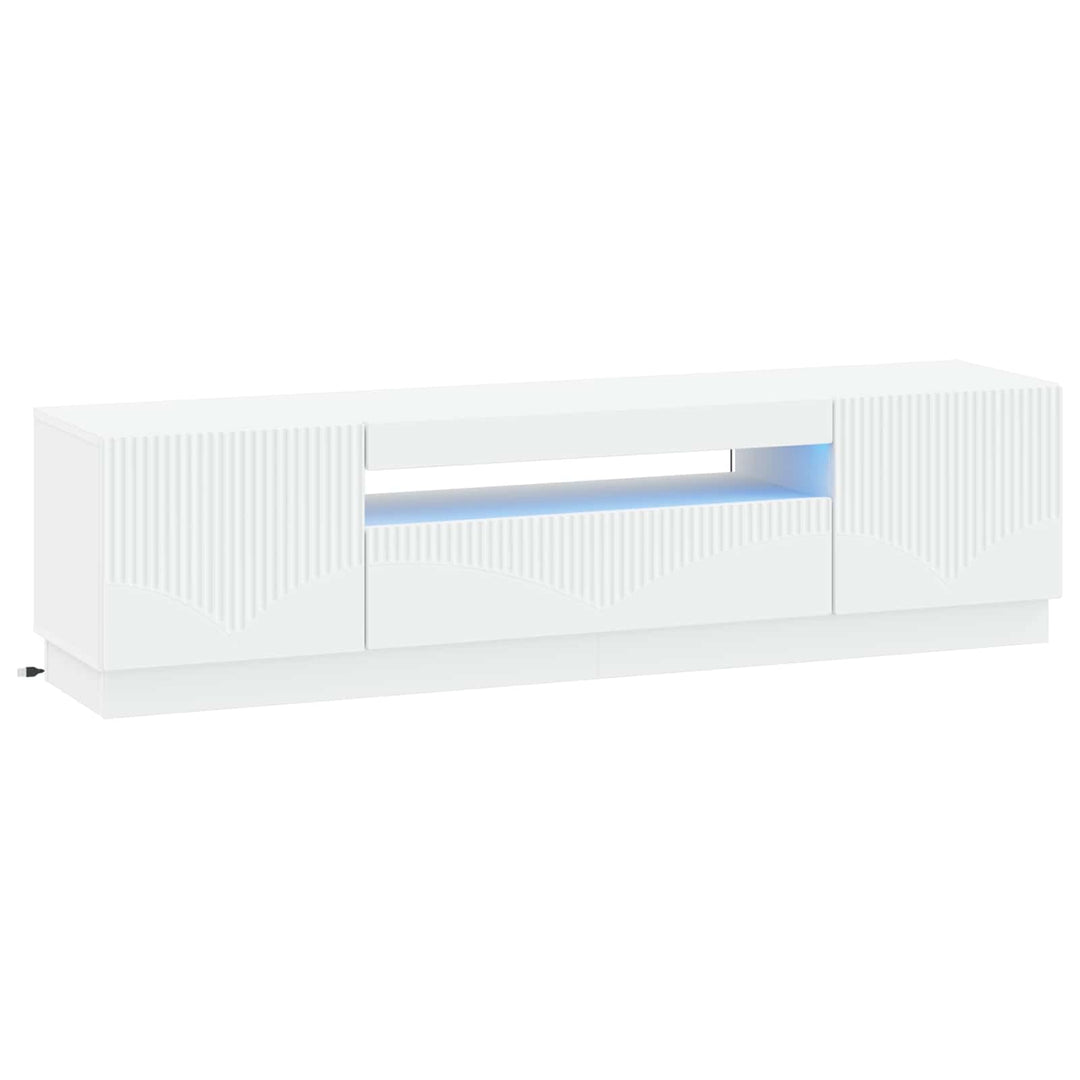 LED TV-skab Hvid Konstrueret træ