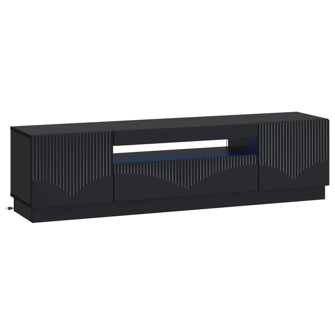LED TV-skab Sort Konstrueret træ