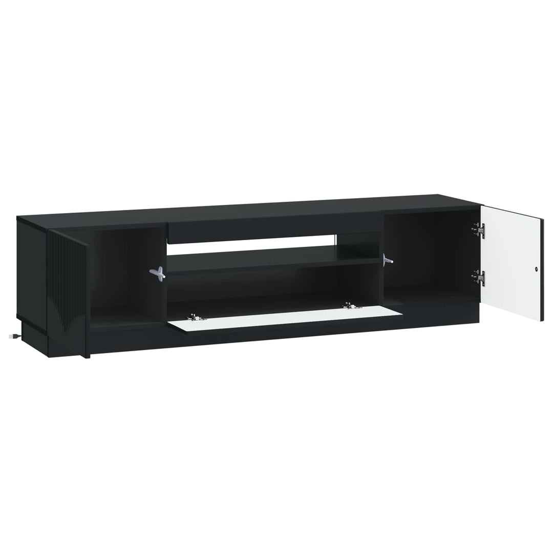 LED TV-skab Sort Konstrueret træ