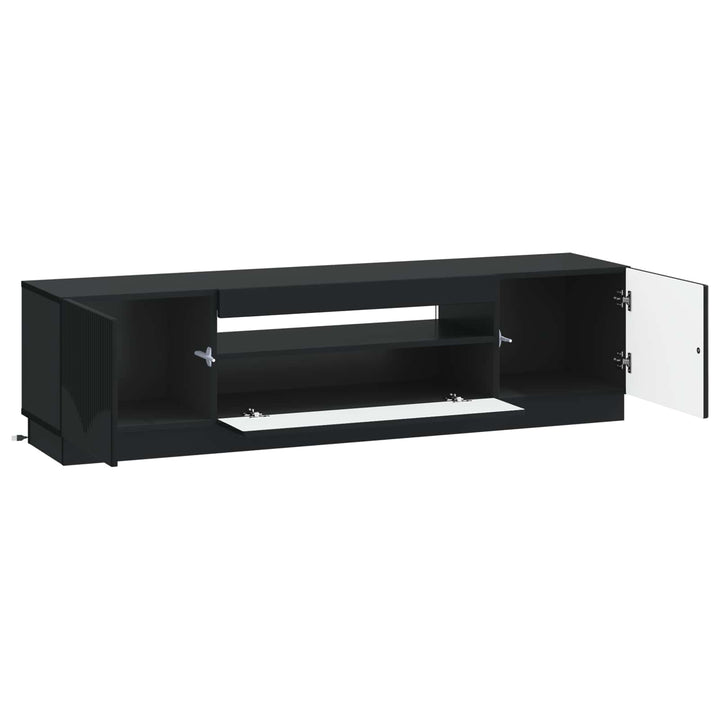 LED TV-skab Sort Konstrueret træ