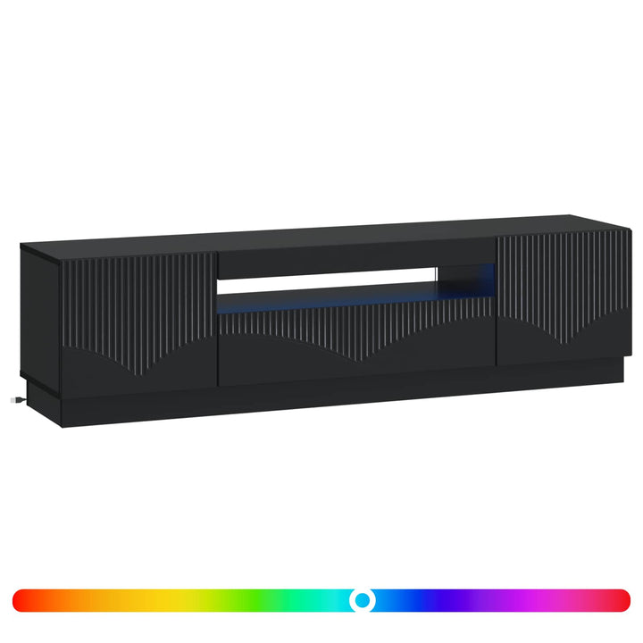 LED TV-skab Sort Konstrueret træ