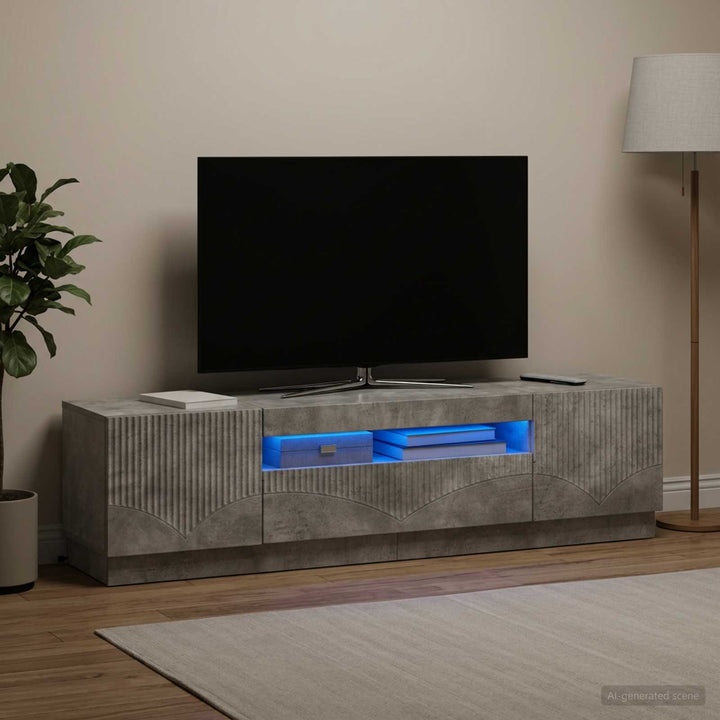 LED TV-skab Betongrå Konstrueret træ