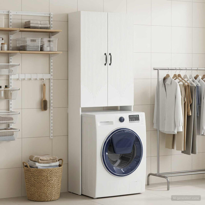 Toilet Skab HOORN Hvid 66 x 25,5 x 190 cm Konstrueret træ