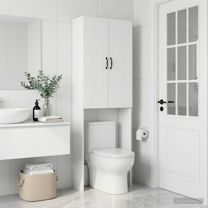 Toilet Skab HOORN Hvid 66 x 25,5 x 190 cm Konstrueret træ
