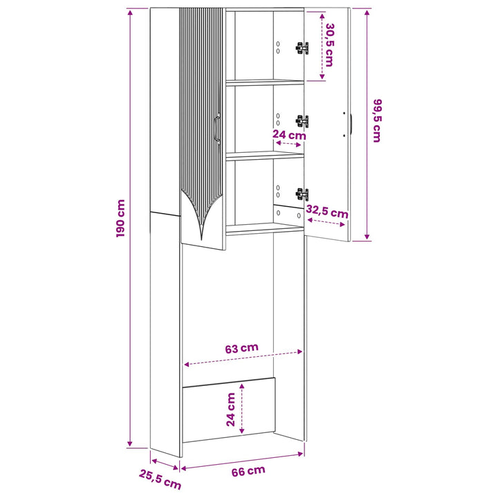 Toilet Skab HOORN Sonoma-eg 66 x 25,5 x 190 cm Konstrueret træ