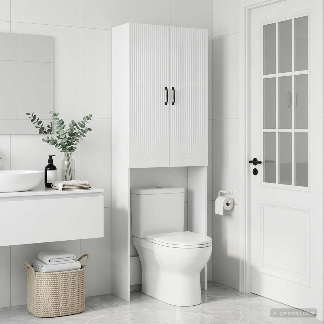 Toilet Skab HOORN Hvid højglans 66 x 25,5 x 190 cm