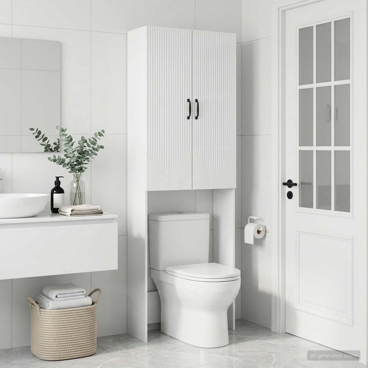 Toilet Skab HOORN Hvid højglans 66 x 25,5 x 190 cm