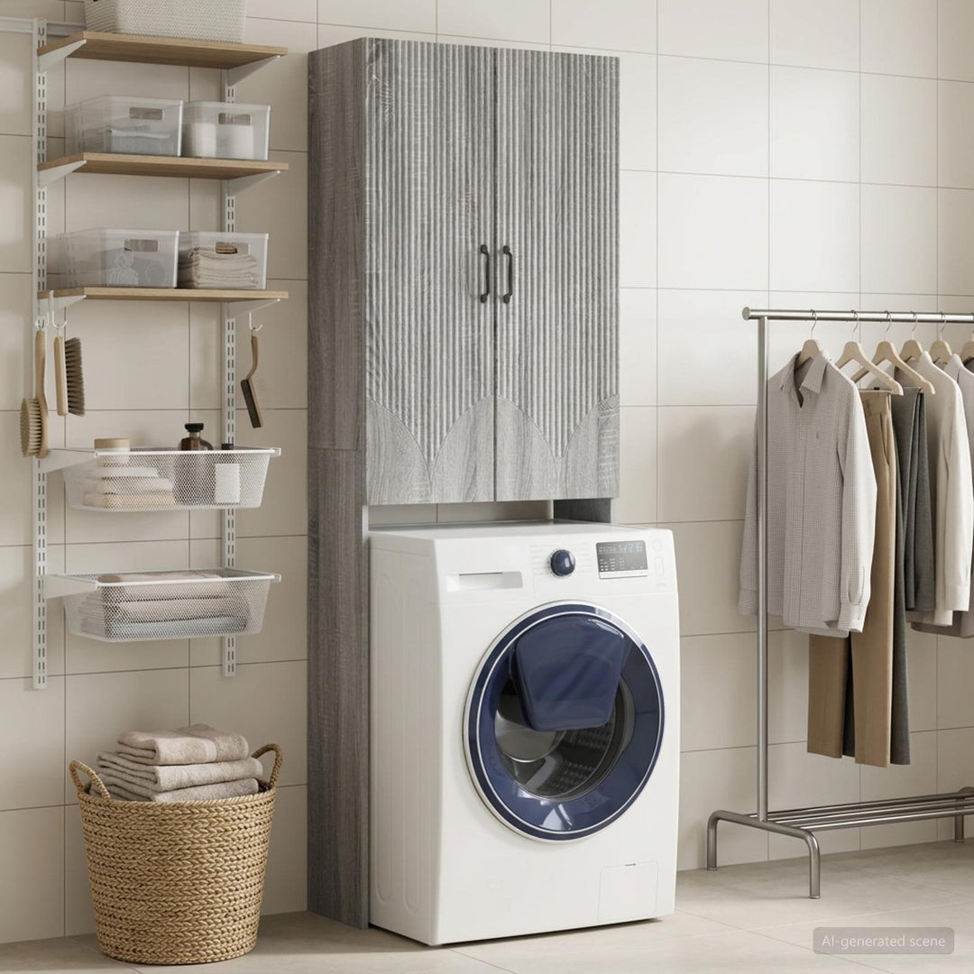 Toilet Skab HOORN Grå Sonoma 66 x 25,5 x 190 cm Konstrueret træ