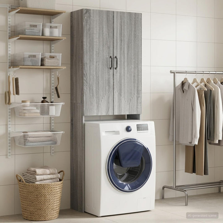Toilet Skab HOORN Grå Sonoma 66 x 25,5 x 190 cm Konstrueret træ