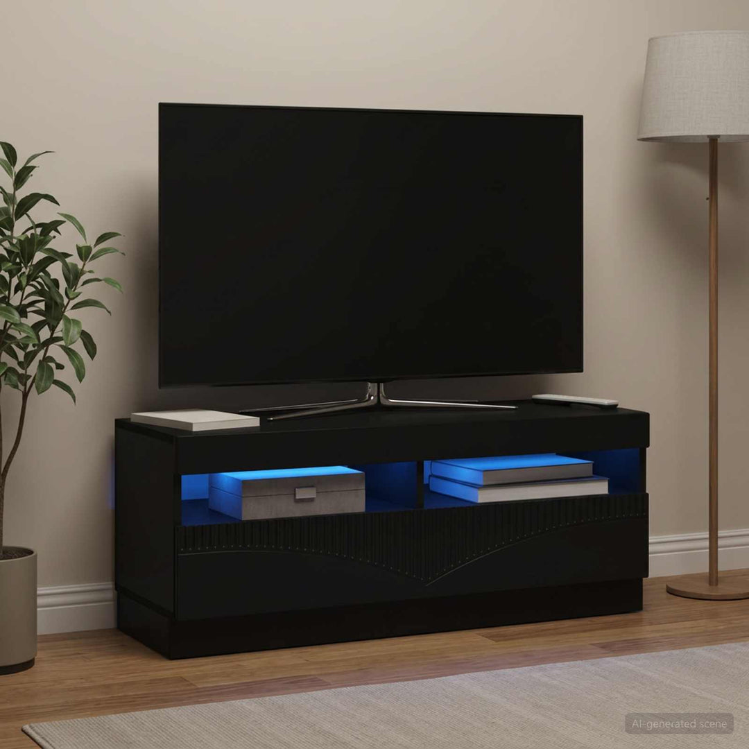 LED TV-skab Sort Konstrueret træ
