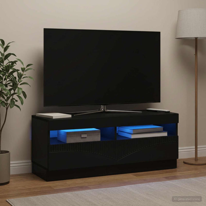 LED TV-skab Sort Konstrueret træ