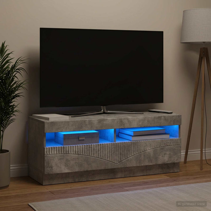 LED TV-skab Betongrå Konstrueret træ