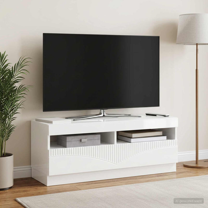 LED TV-skab Hvid højglans Konstrueret træ