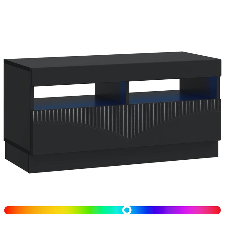 LED TV-skab Sort Konstrueret træ