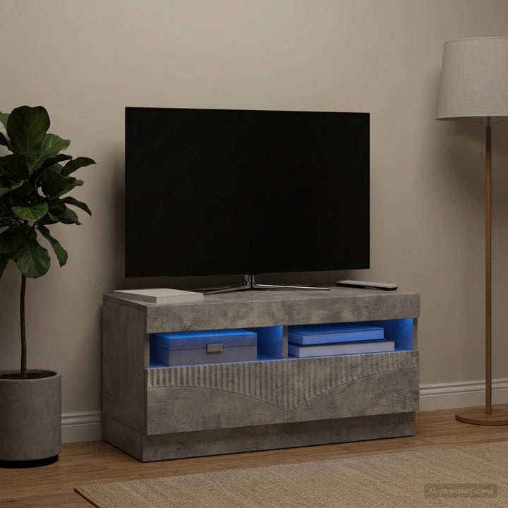 LED TV-skab Betongrå Konstrueret træ