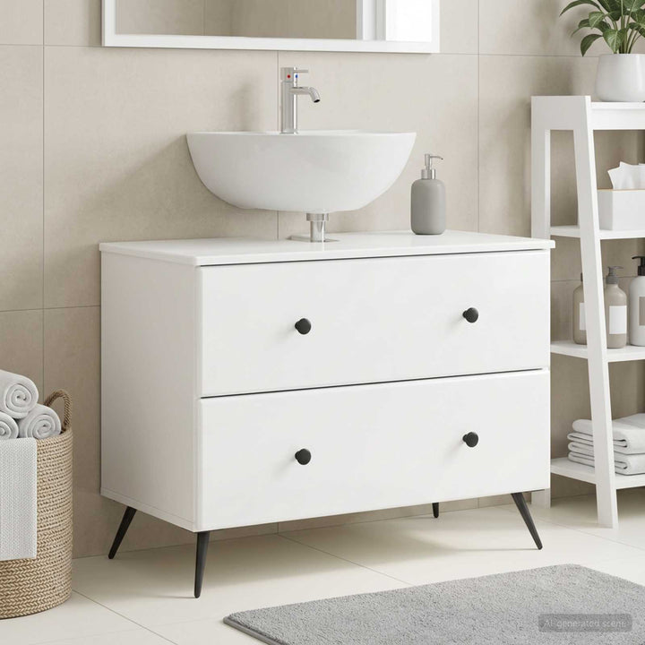 Badeværelsesskabsunder BREDA Hvid højglans 82 x 41 x 59 cm