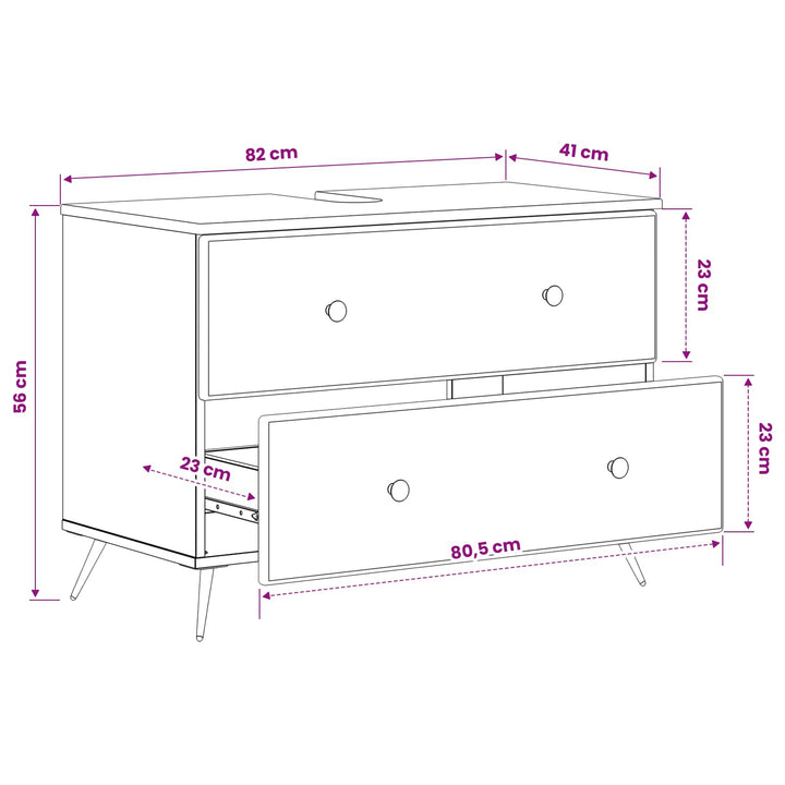 Badeværelsesskabsunder BREDA Artisan-eg 82 x 41 x 59 cm