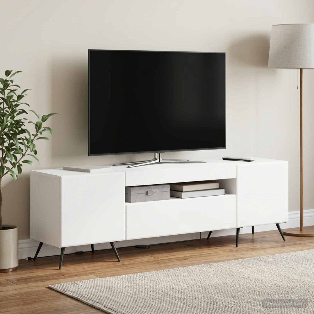 LED TV-skab Hvid Konstrueret træ