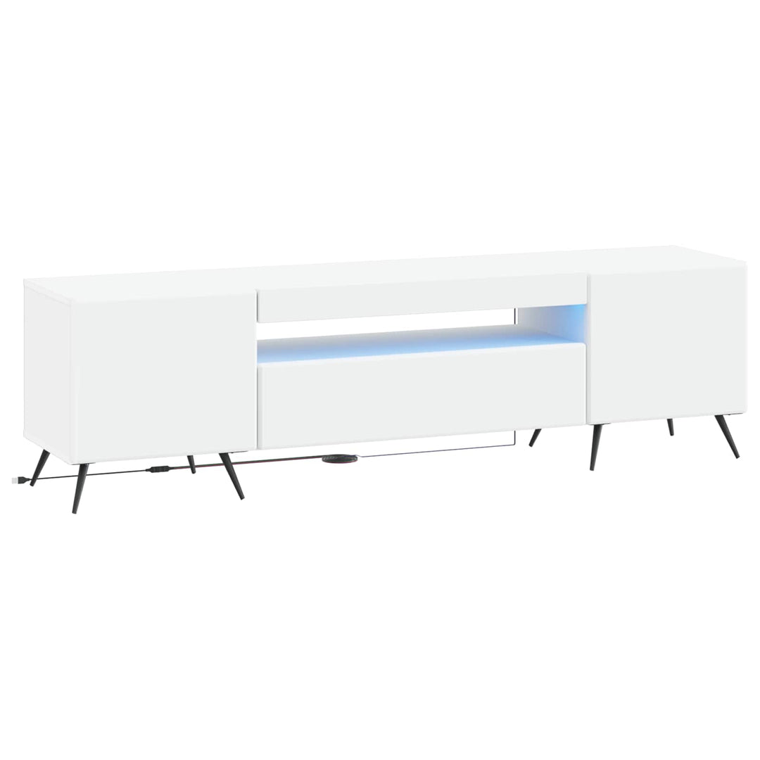 LED TV-skab Hvid Konstrueret træ