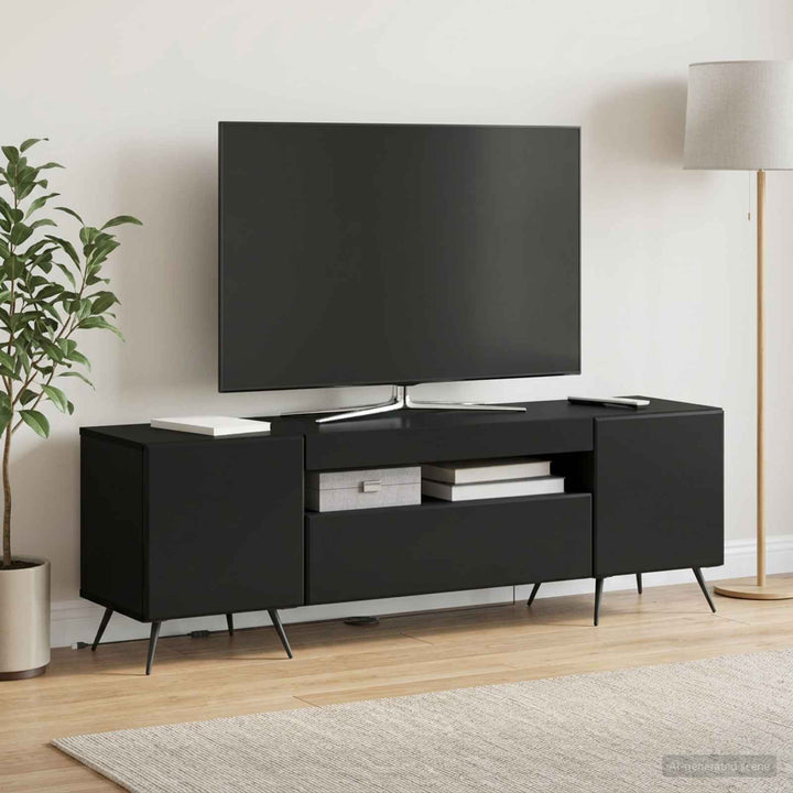 LED TV-skab Sort Konstrueret træ