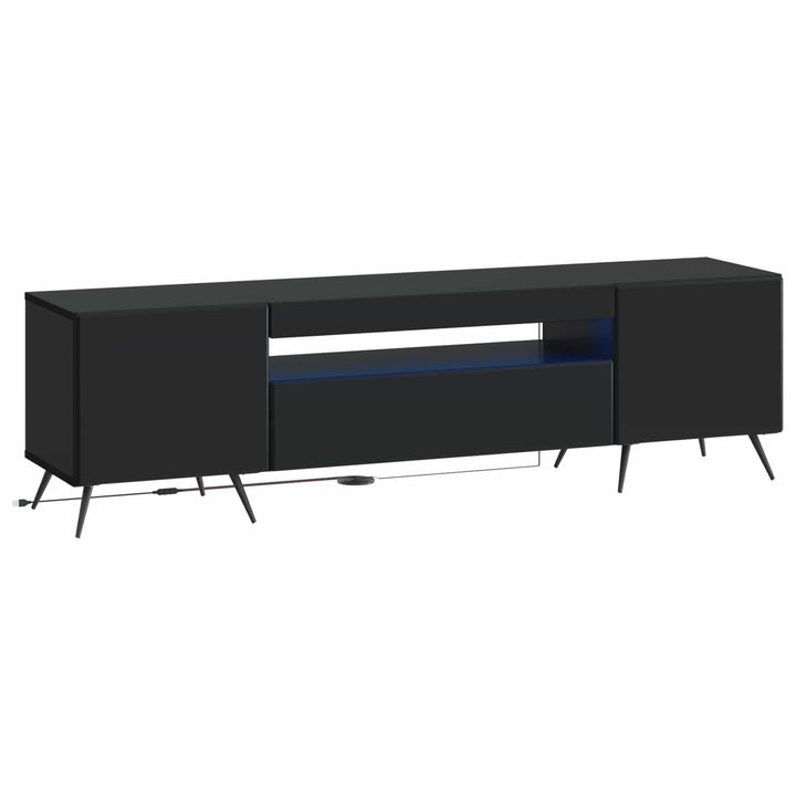 LED TV-skab Sort Konstrueret træ