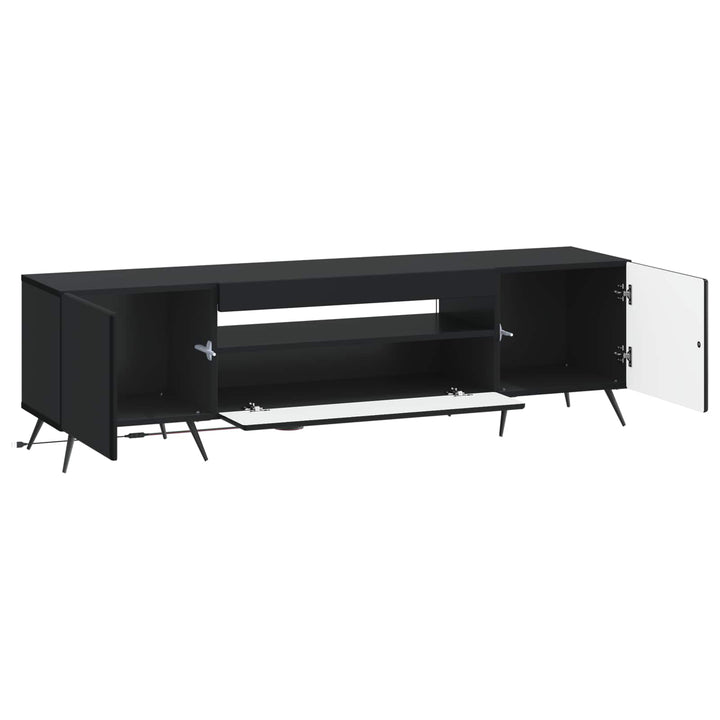 LED TV-skab Sort Konstrueret træ