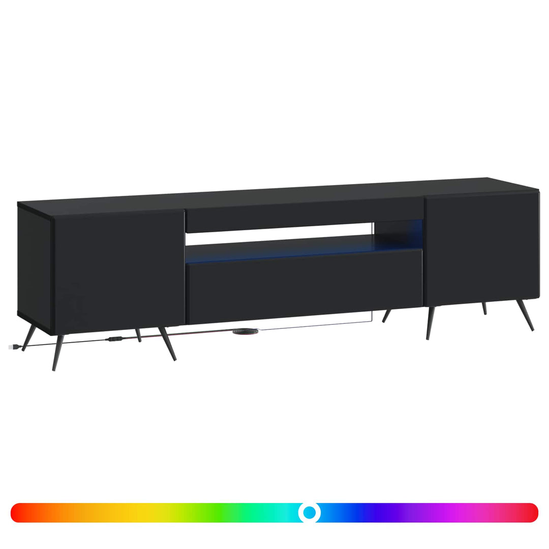 LED TV-skab Sort Konstrueret træ