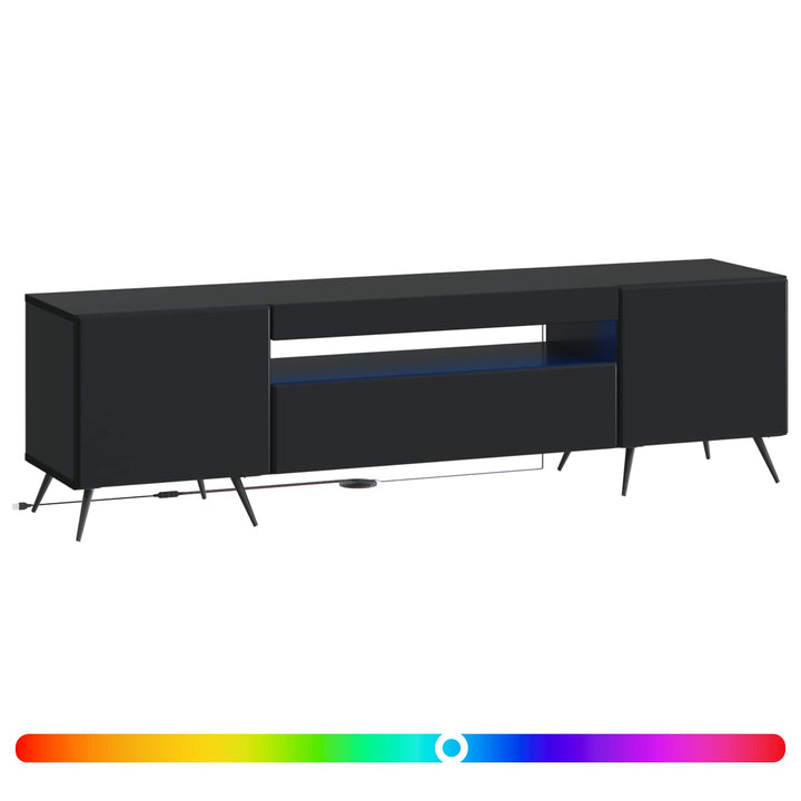 LED TV-skab Sort Konstrueret træ