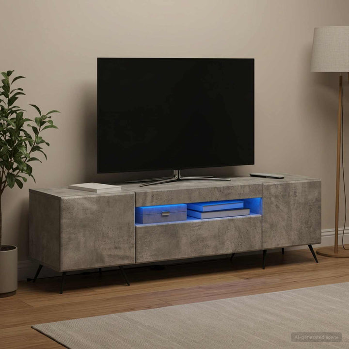 LED TV-skab Betongrå Konstrueret træ