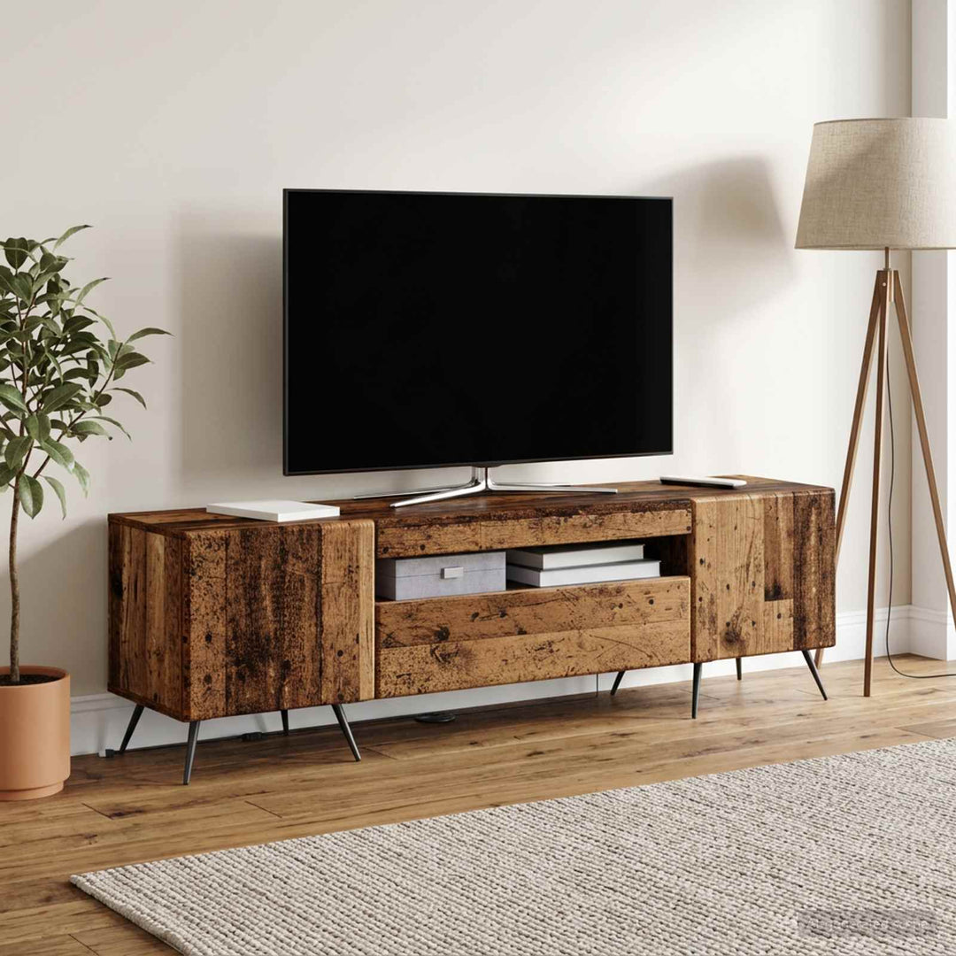 LED TV-skab Gammelt træ Konstrueret træ