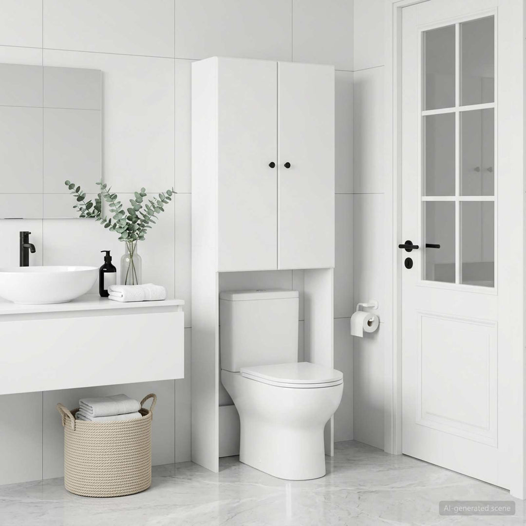 Toilet Skab BREDA Hvid 66 x 25,5 x 190 cm Konstrueret træ