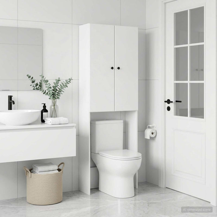 Toilet Skab BREDA Hvid 66 x 25,5 x 190 cm Konstrueret træ