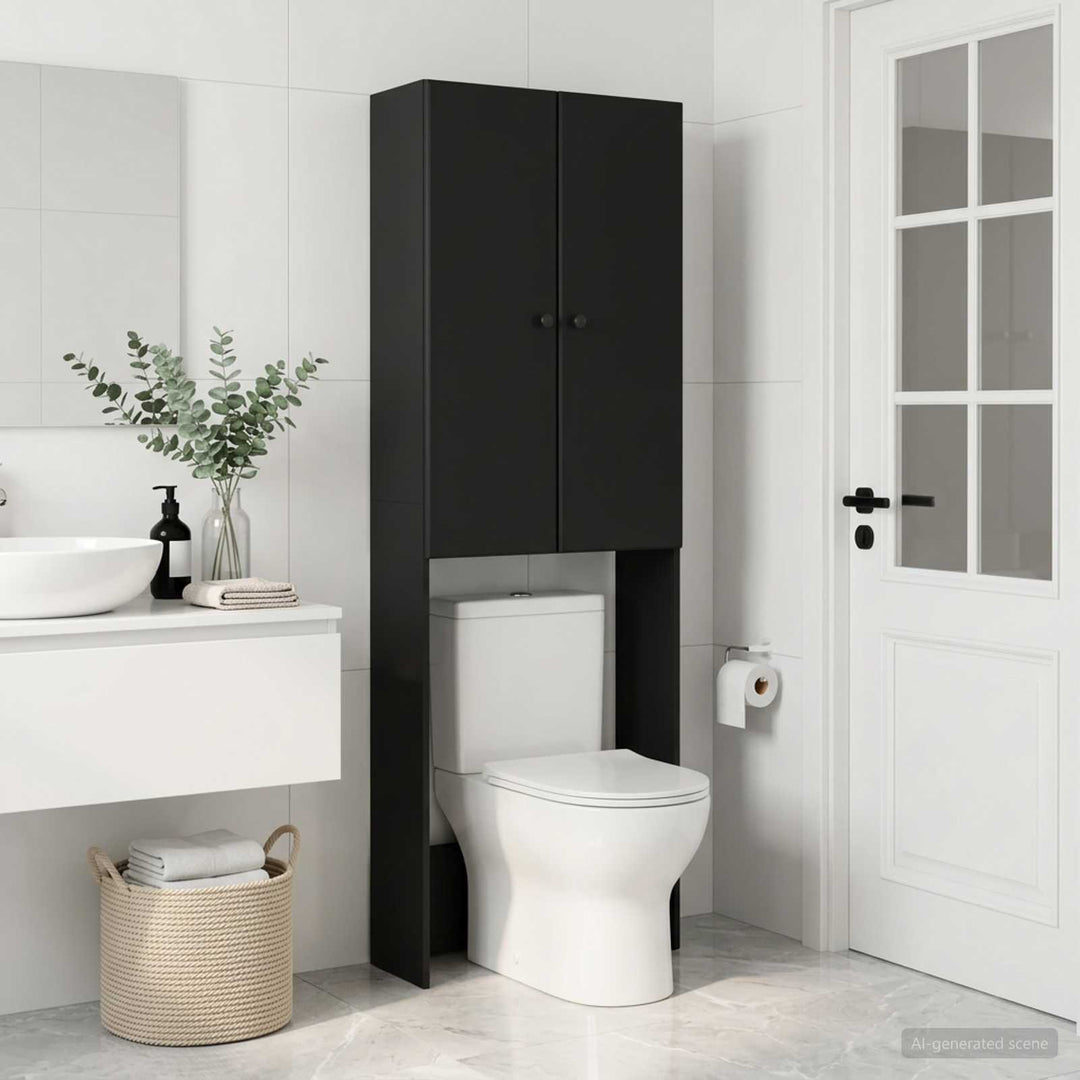 Toilet Skab BREDA Sort 66 x 25,5 x 190 cm Konstrueret træ