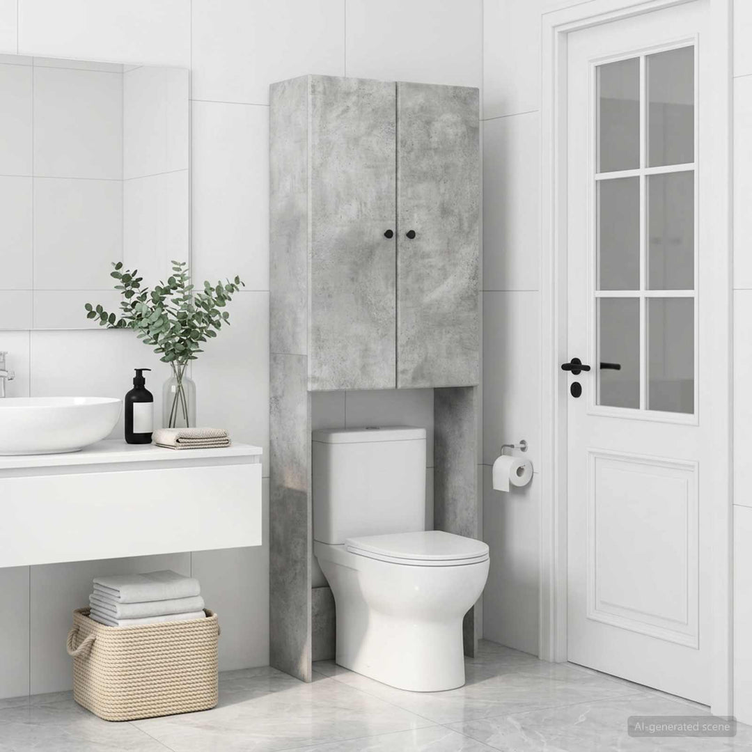 Toilet Skab BREDA Betongrå 66 x 25,5 x 190 cm Konstrueret træ