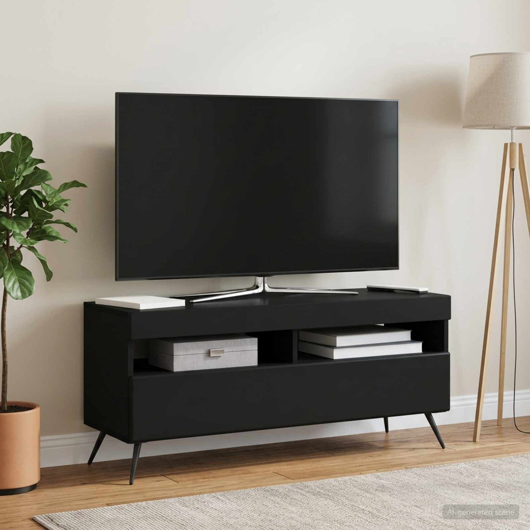 LED TV-skab Sort Konstrueret træ