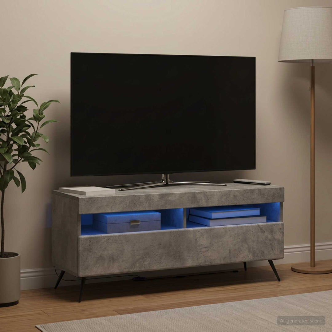 LED TV-skab Betongrå Konstrueret træ