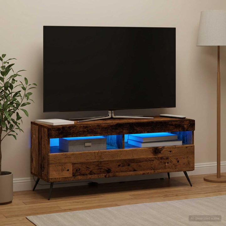 LED TV-skab Gammelt træ Konstrueret træ