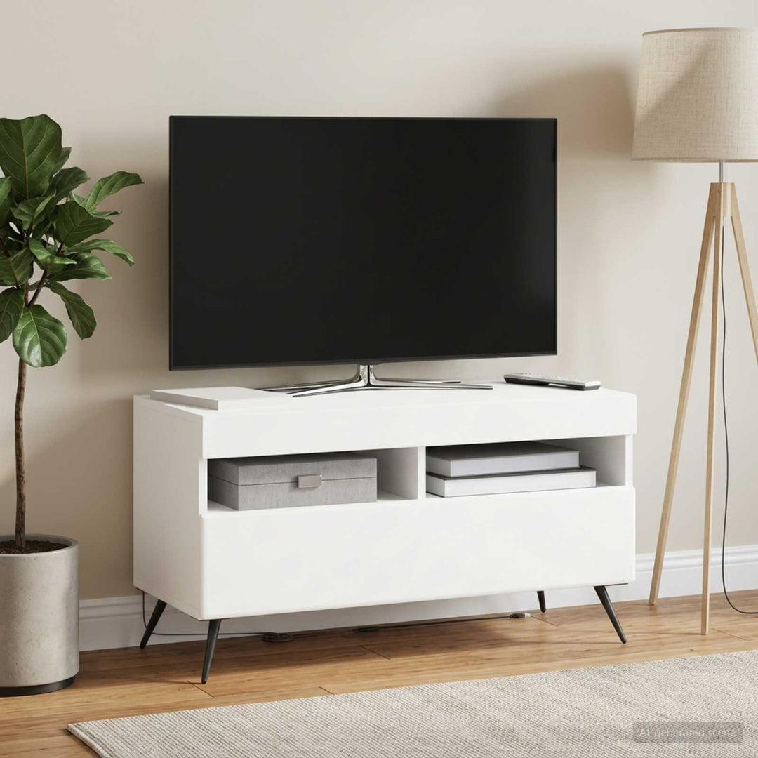 LED TV-skab Hvid Konstrueret træ