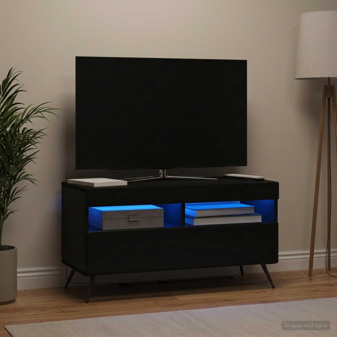 LED TV-skab Sort Konstrueret træ