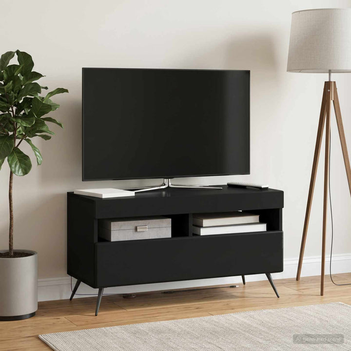 LED TV-skab Sort Konstrueret træ