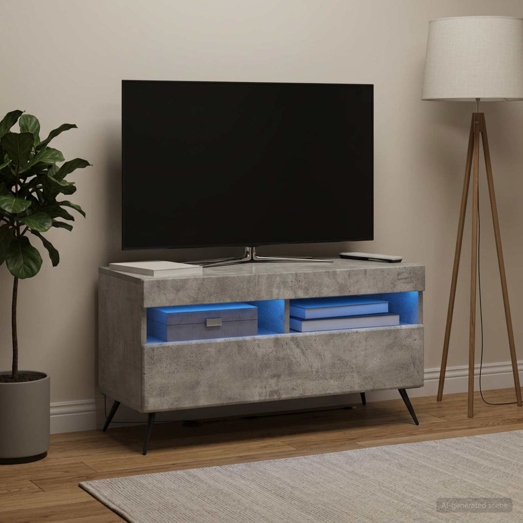 LED TV-skab Betongrå Konstrueret træ