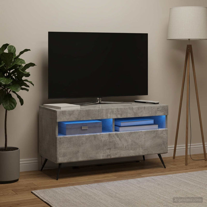 LED TV-skab Betongrå Konstrueret træ