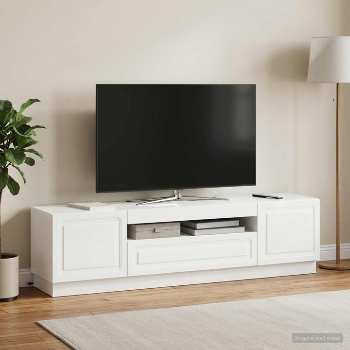 LED TV-skab Hvid højglans Konstrueret træ