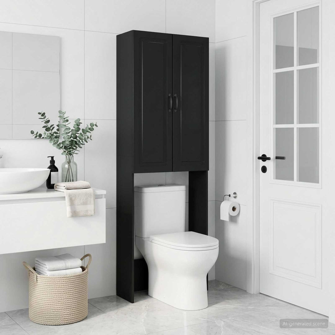 Toilet Skab UTRECHT Sort 66 x 25,5 x 190 cm Konstrueret træ