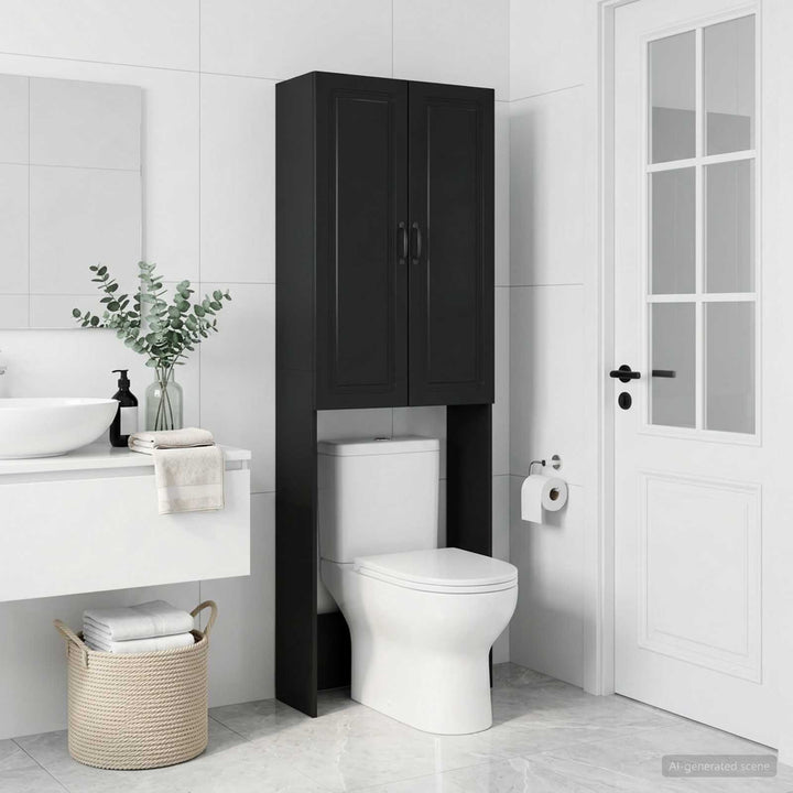 Toilet Skab UTRECHT Sort 66 x 25,5 x 190 cm Konstrueret træ