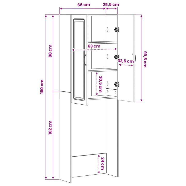 Toilet Skab UTRECHT Artisan-eg 66 x 25,5 x 190 cm