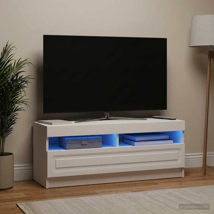 LED TV-skab Hvid Konstrueret træ