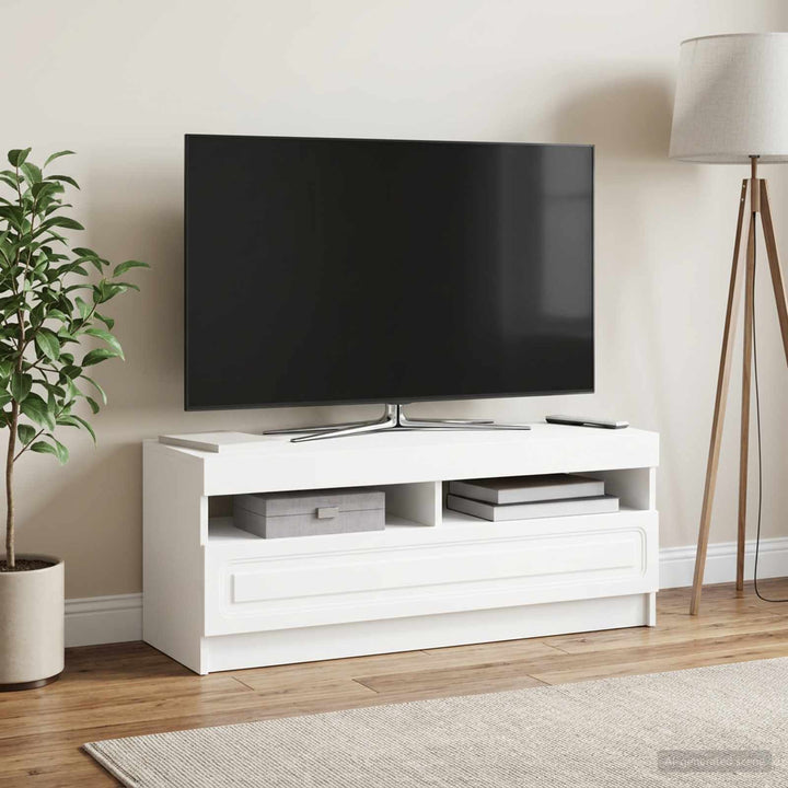 LED TV-skab Hvid Konstrueret træ