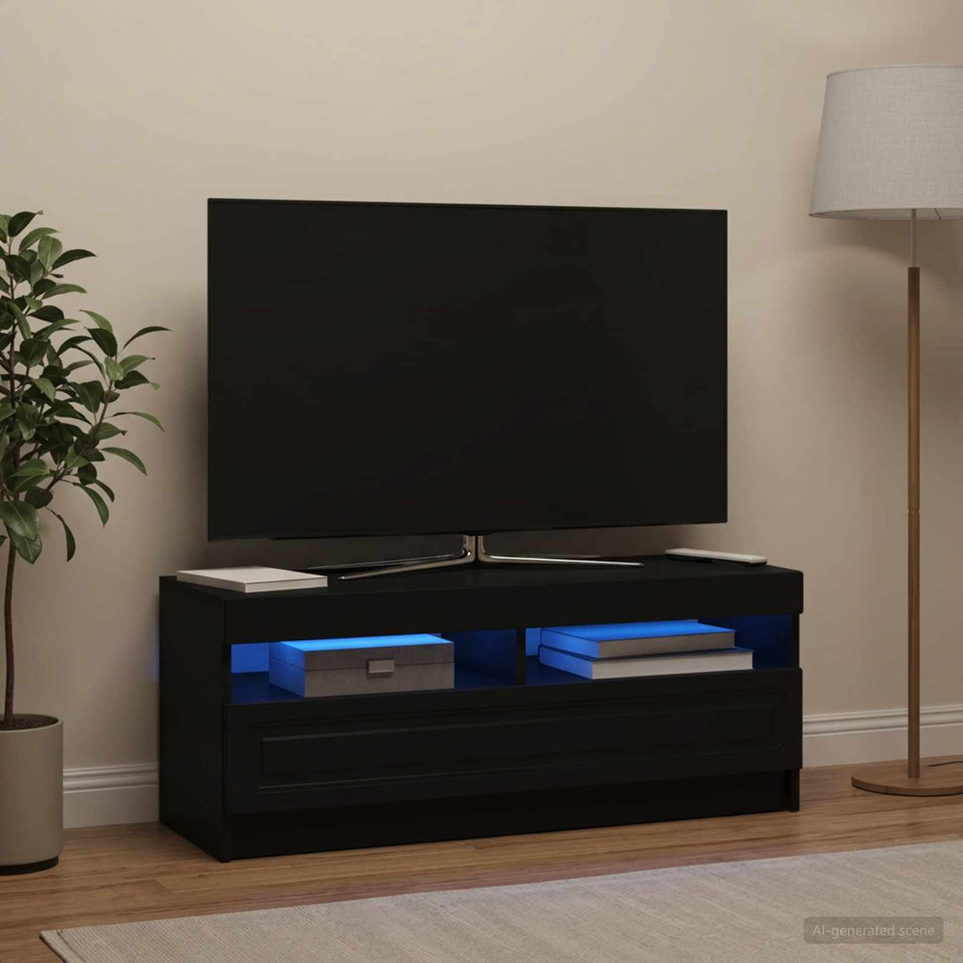 LED TV-skab Sort Konstrueret træ